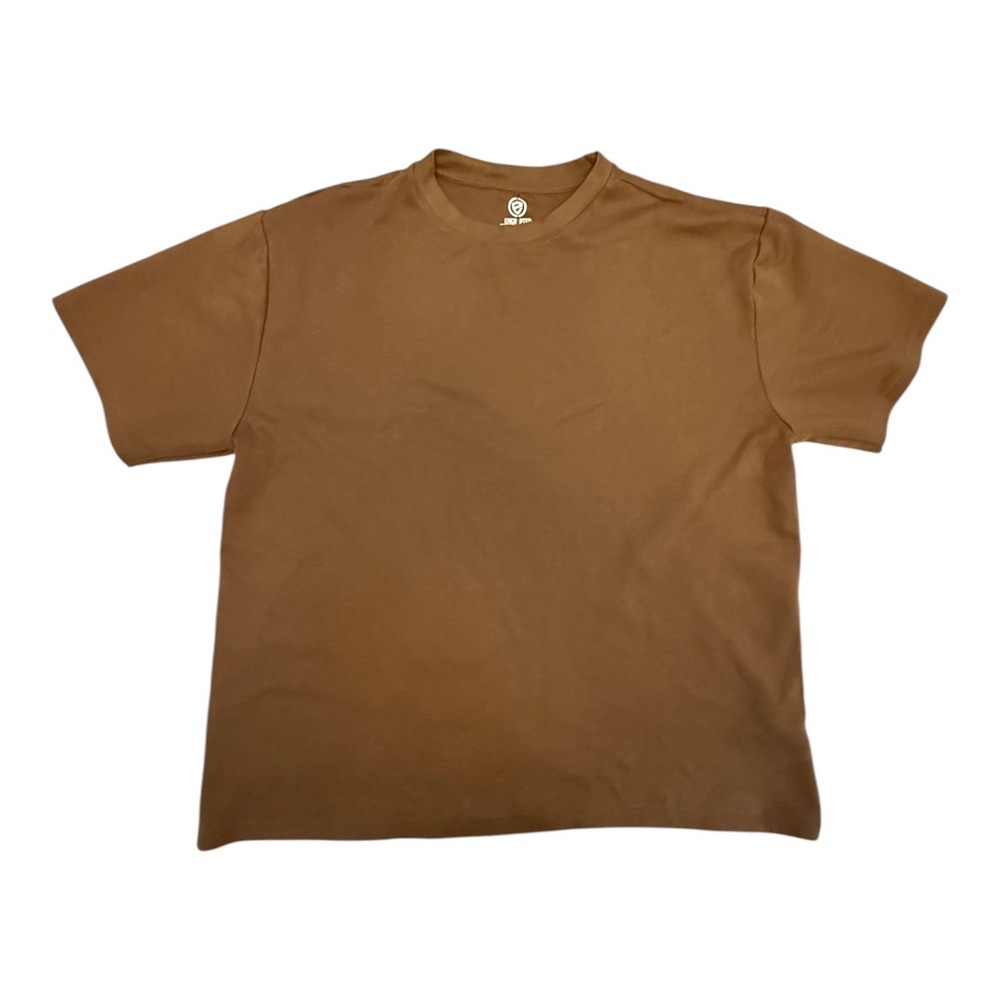 Encrypted Tshirt Mens XL Brown Crew Neck Relaxed Boxy Fit Heavyweight Streetwear